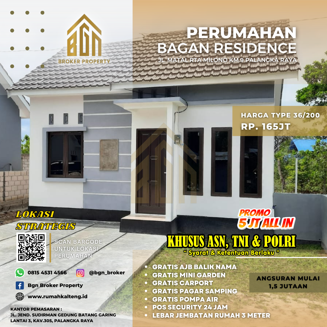 PERUMAHAN BAGAN RESIDENCE TYPE 36 PALANGKA RAYA