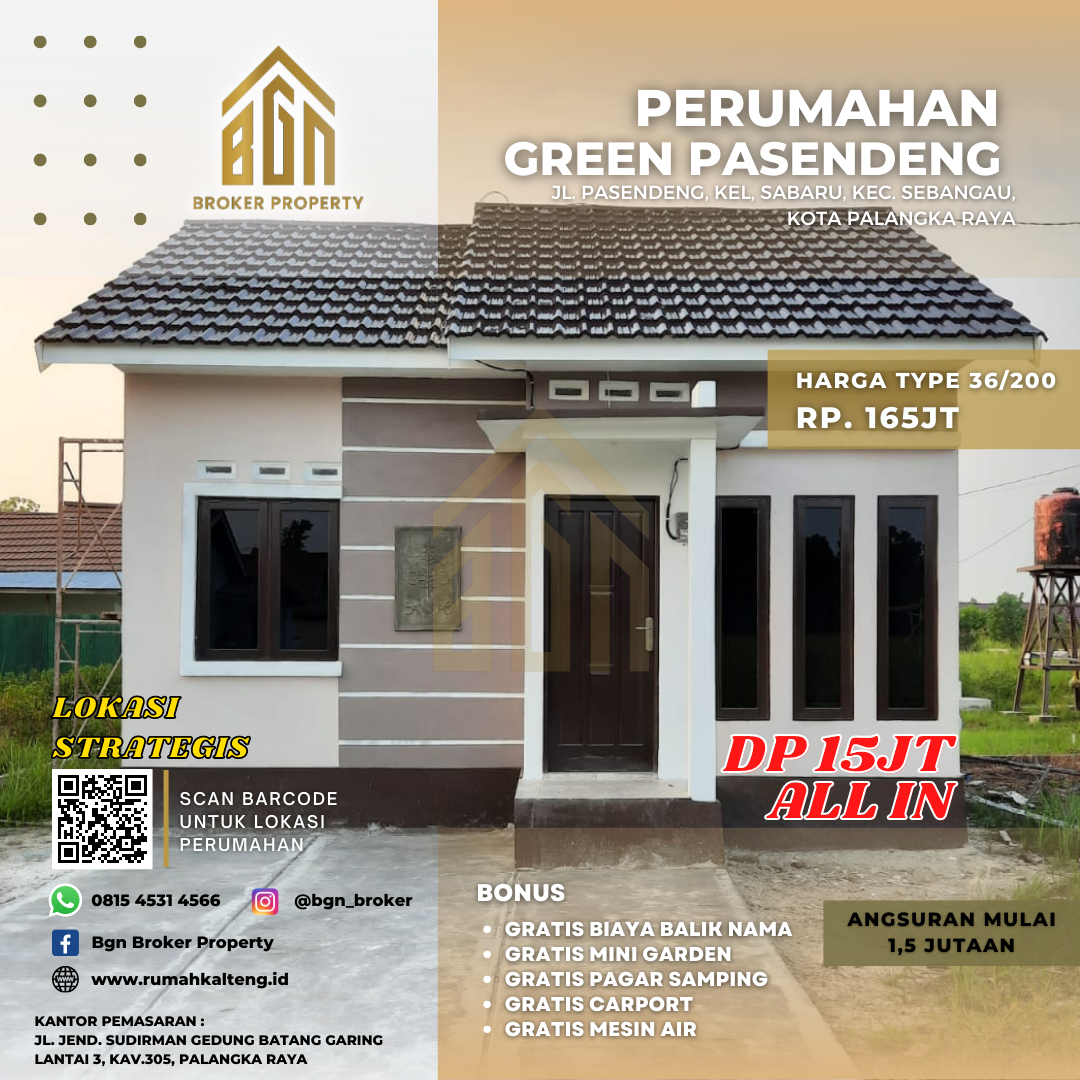 PERUMAHAN GREEN PASENDENG TIPE 36 PALANGKA RAYA