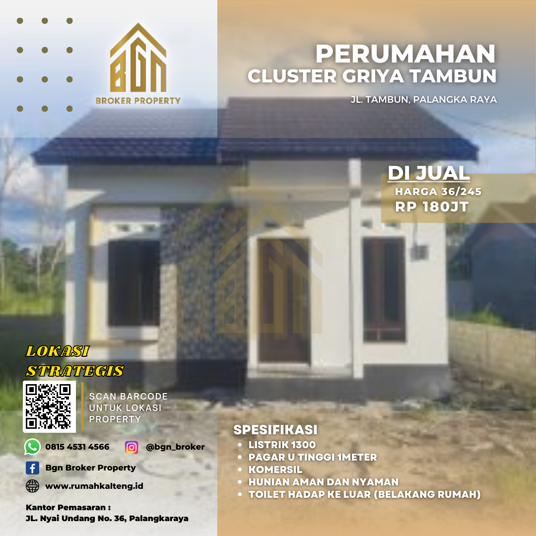 DIJUAL RUMAH CLUSTER GRIYA TAMBUN TYPE 36