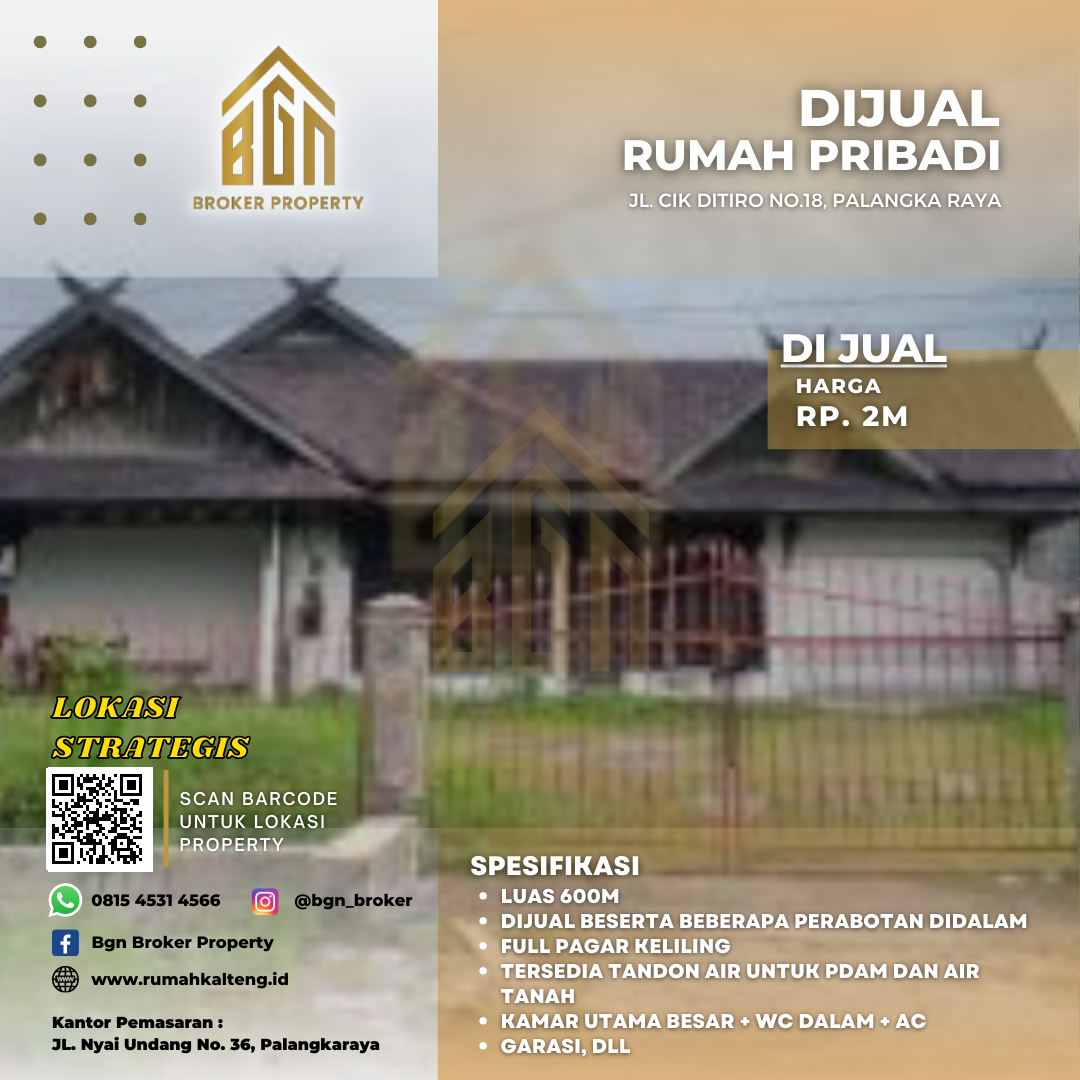 DIJUAL RUMAH PRIBADI PALANGKA RAYA