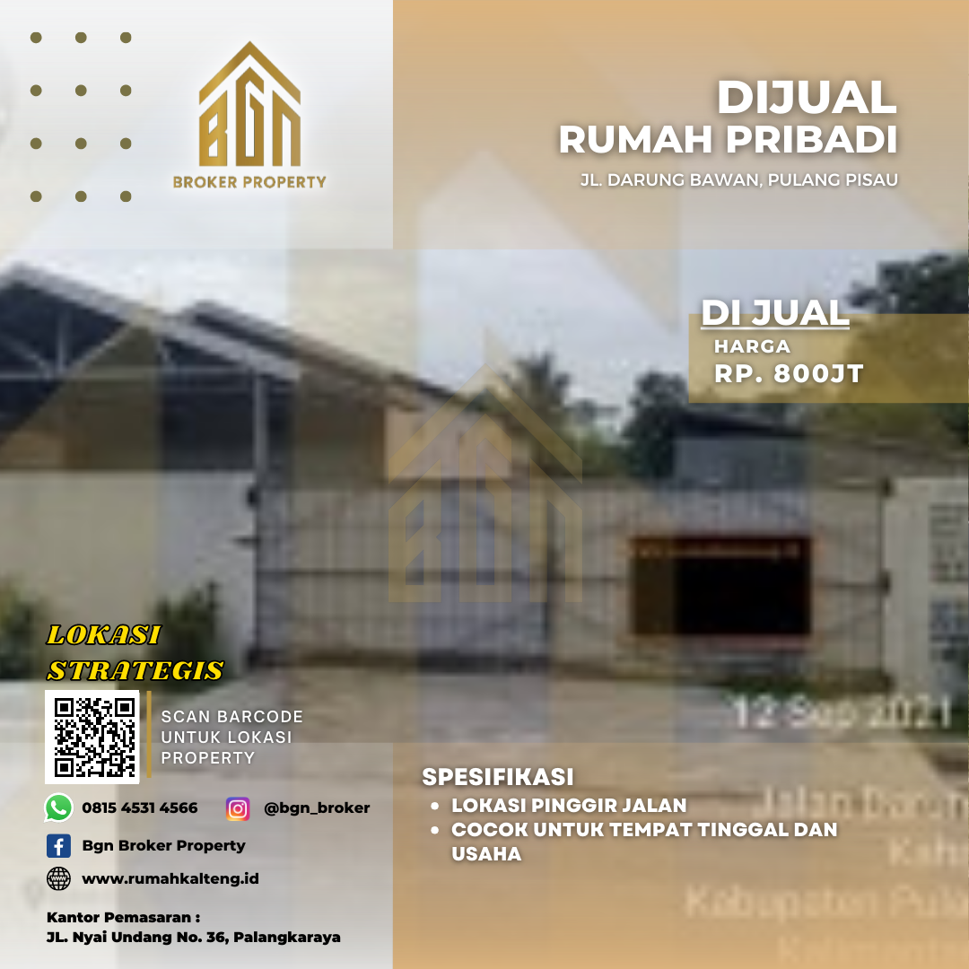 DIJUAL RUMAH PRIBADI PULANG PISAU