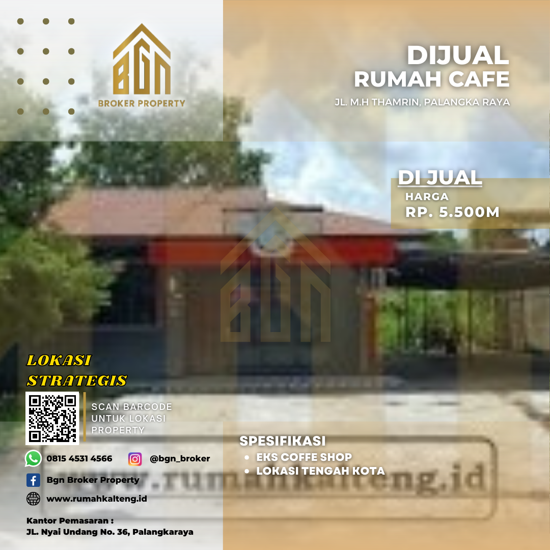 DIJUAL RUMAH CAFE PALANGKA RAYA