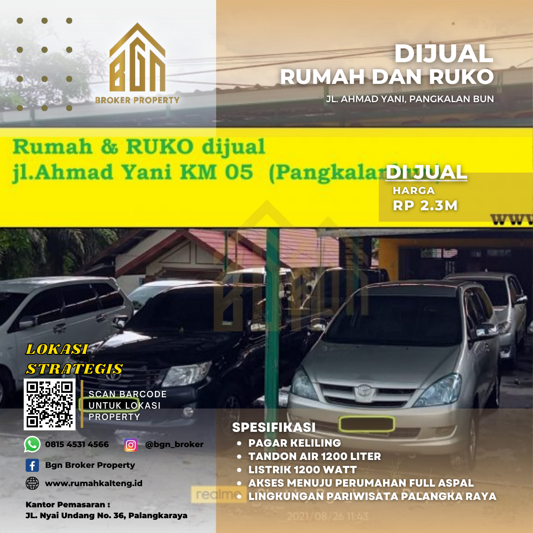 DIJUAL RUMAH DAN RUKO PANGKALANBUN