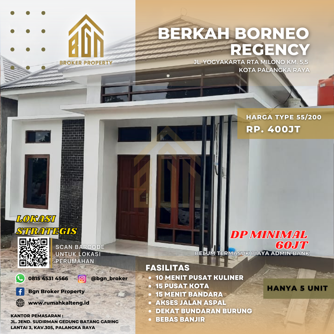 PERUMAHAN BERKAH BORNEO REGENCY TYPE 55 PALANGKA RAYA
