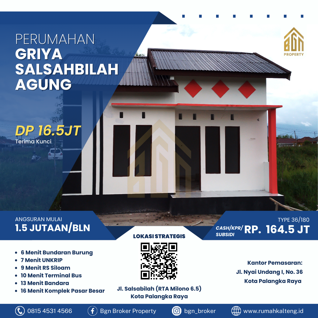 PERUMAHAN GRIYA SALSABILAH AGUNG TYPE 36 PALANGKA RAYA